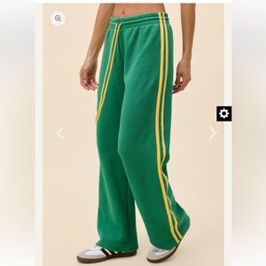 Daydreamer solid track pant Green with Yellow Stripes size small